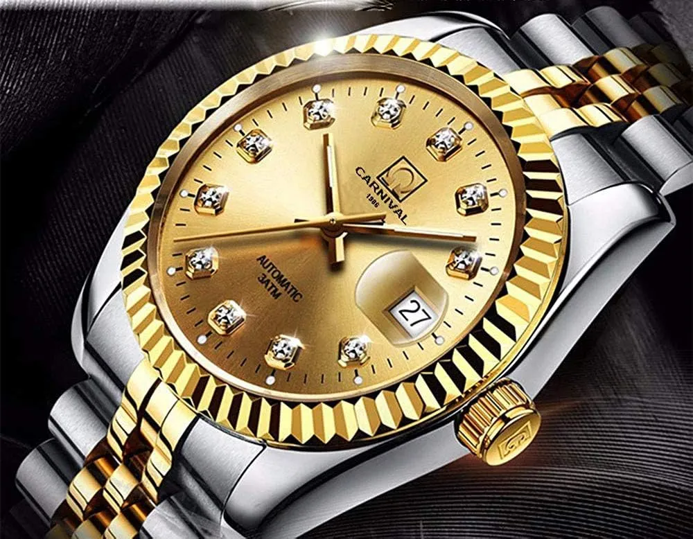 Men Business source unstable impressionistic Luxury Sport Rhinestones Date Automatic Mechanical Stainless Steel Luminous Waterproof Watch FANMIS 