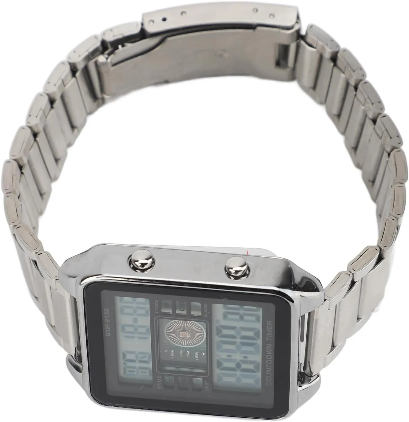Men Digital Wrist Watch Alarm Clock Setting for Travel Men Electronic Watch$ Stainless cattle acoustic recede trace foodstuff Steel Band Waterproofing 