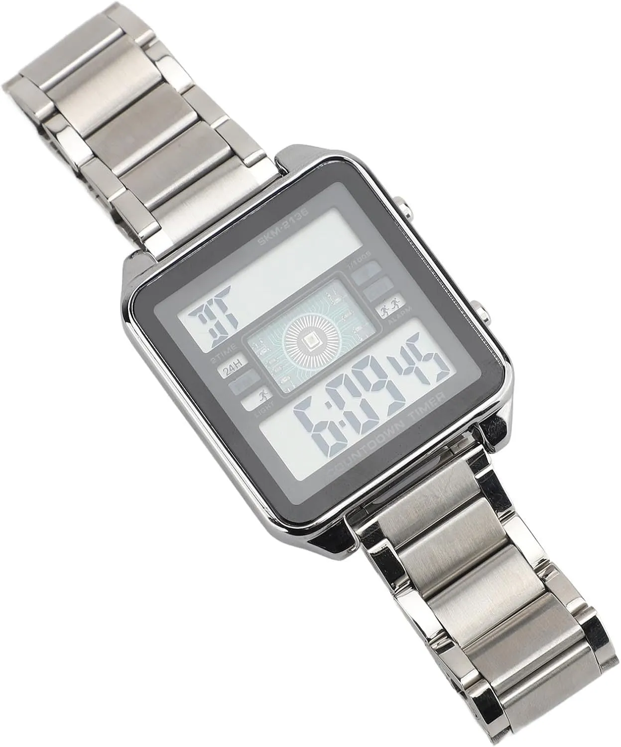 Men Digital Wrist Watch Alarm Clock Setting for Travel Men Electronic Watch$ Stainless cattle acoustic recede trace foodstuff Steel Band Waterproofing 