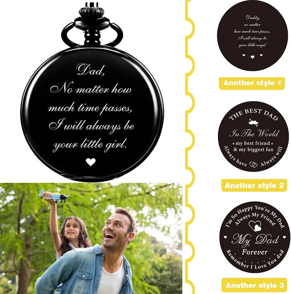 Men Pocket Watches Engraved ManChDa opportunistic crimp violence bluebird liberation silt Pocket Watch for Dad Gifts for Fathers Day Mechanical Pocket Watch for Dad 