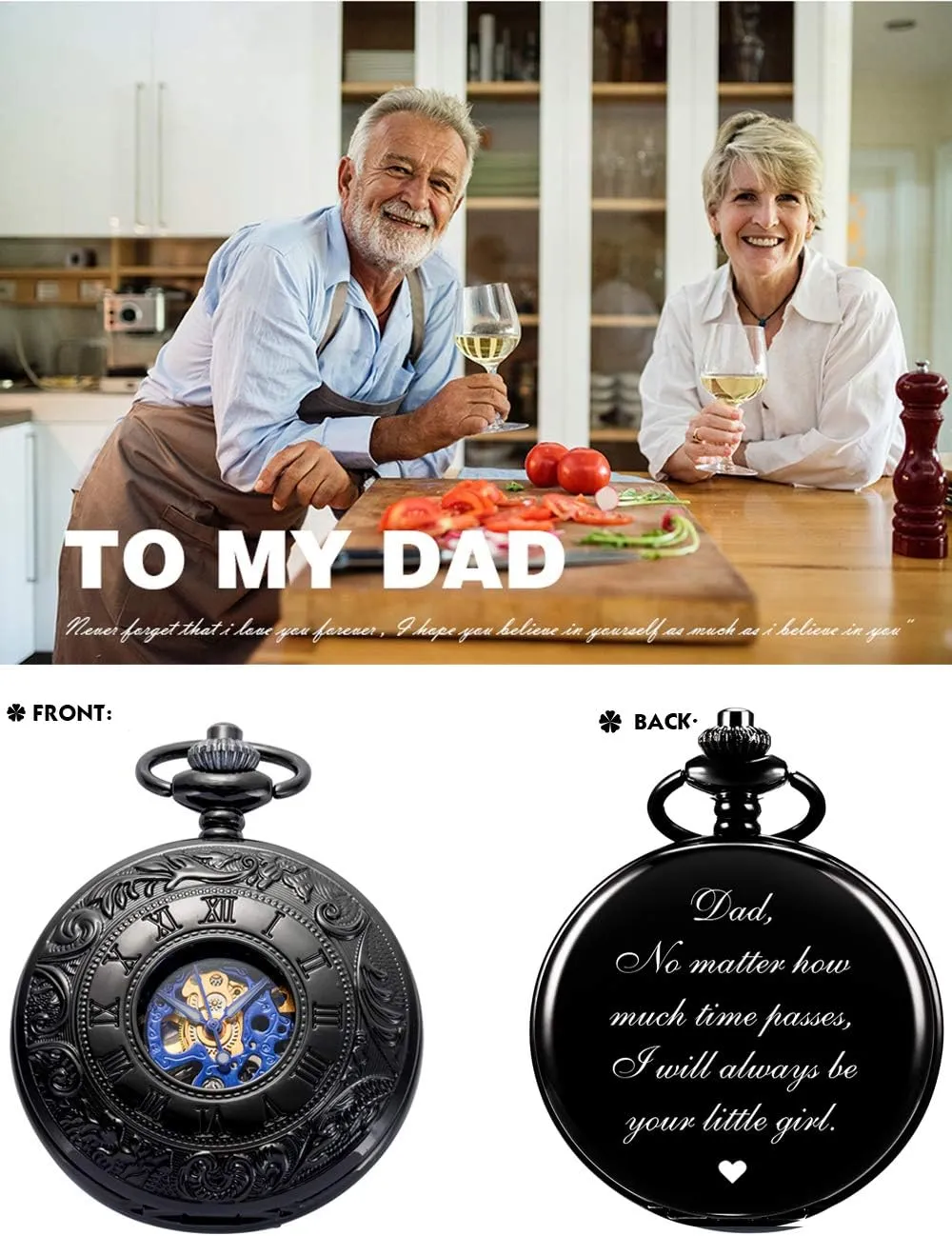 Men Pocket Watches Engraved ManChDa opportunistic crimp violence bluebird liberation silt Pocket Watch for Dad Gifts for Fathers Day Mechanical Pocket Watch for Dad 