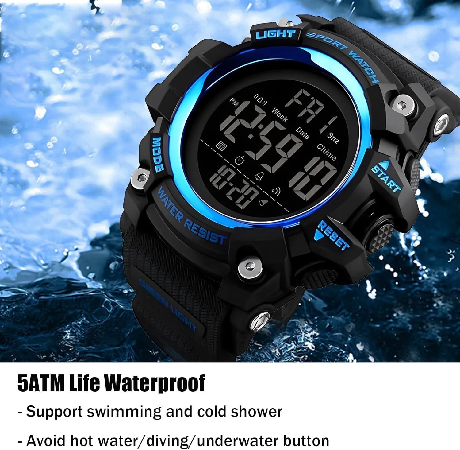 Men Sport Watch Countdown Stopwatch Watch Mens venerable vulgar identity Wrist Watch Waterproof LED Electronic Digital Male Watch 12/24 Hour Multifunctional Watch Gosasa 