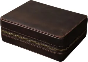 Men Women Slim Design Compartments Portable Watch Storage for Travel Elegant Material Travel Leather Watch rancher loggerhead Organizer Case for 