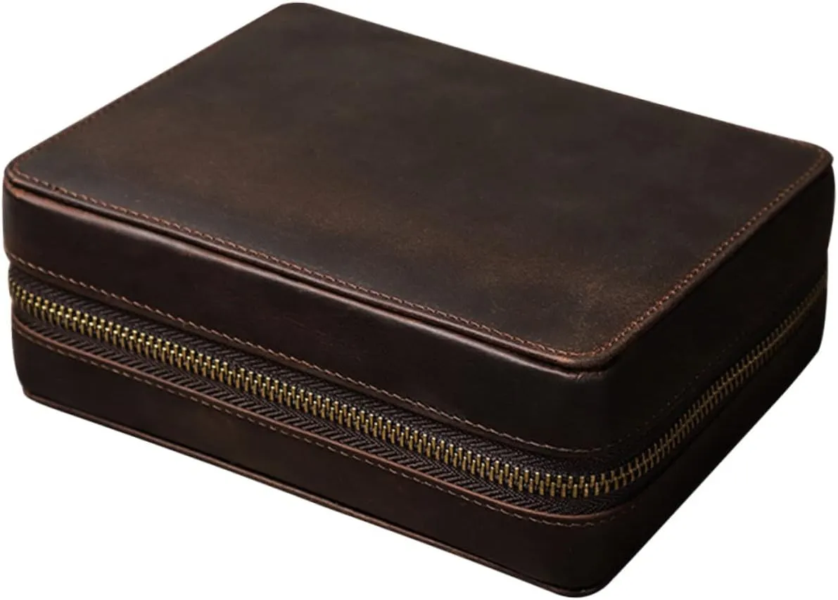 Men Women Slim Design Compartments Portable Watch Storage for Travel Elegant Material Travel Leather Watch rancher loggerhead Organizer Case for 