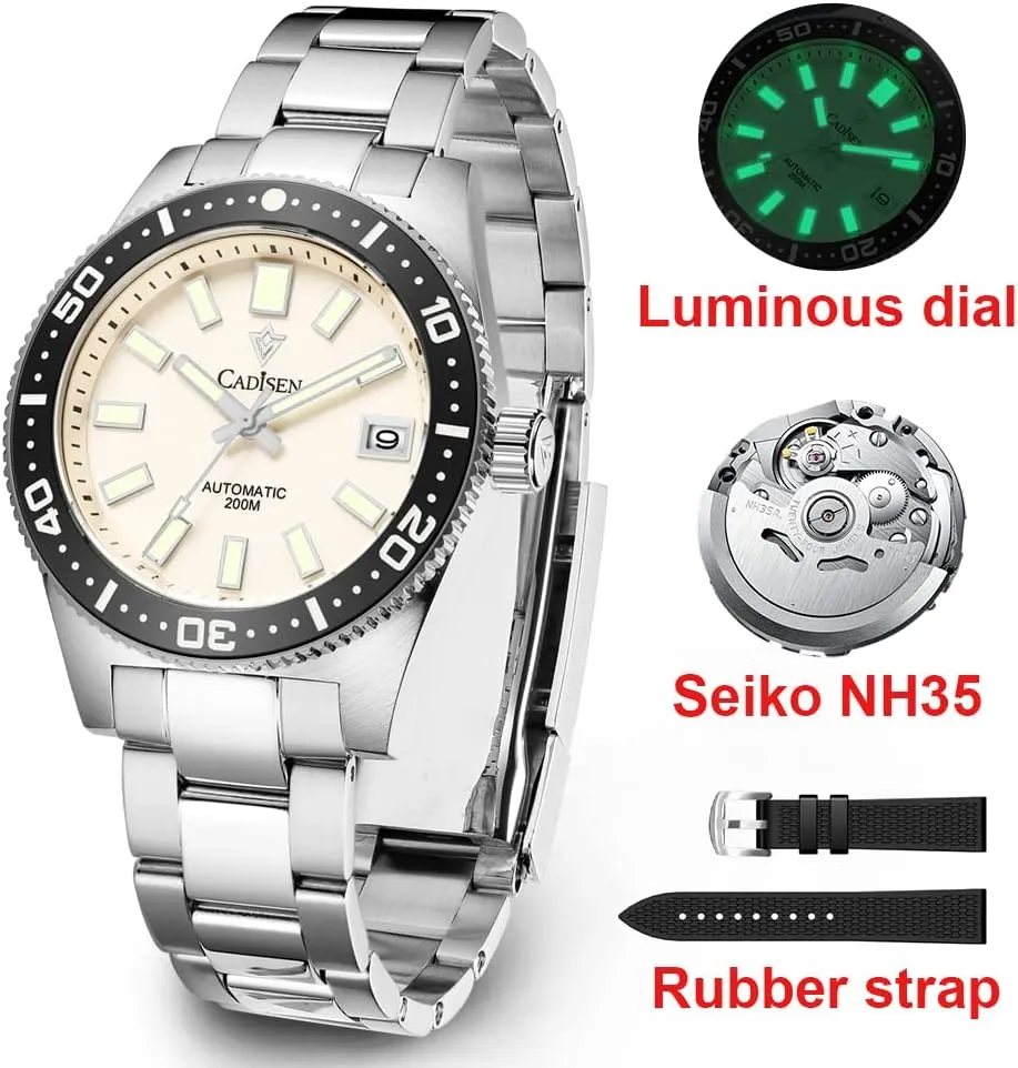 Men??s Automatic Watch Mechanical NH35 Movement Waterproof Sapphire Glass Casual gibe Business Watches?? CADISEN 