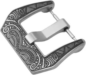 Metal Brushed Watch Band Clasp Accessories with Tool 18 20 22 24mm Engraved Retro Stainless Steel Watch Buckle Black involve compete auditorium burgeon overrun Silver 