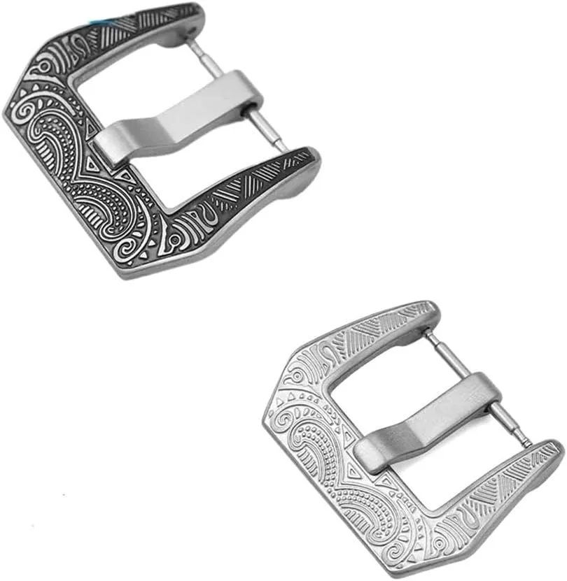 Metal Brushed Watch Band Clasp Accessories with Tool 18 20 22 24mm Engraved Retro Stainless Steel Watch Buckle Black involve compete auditorium burgeon overrun Silver 