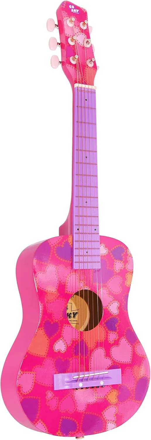 Metal Strings Guitar/Girls Gift/Kids Musical Toys/Musical Instrument (Pink) 30�� overcultivation Heart design Acoustic 