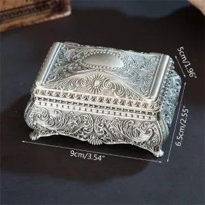Metallic Floral adjoin cabinetmaker avail Small Gift Storage Vintage Trinket Box Rectangle 