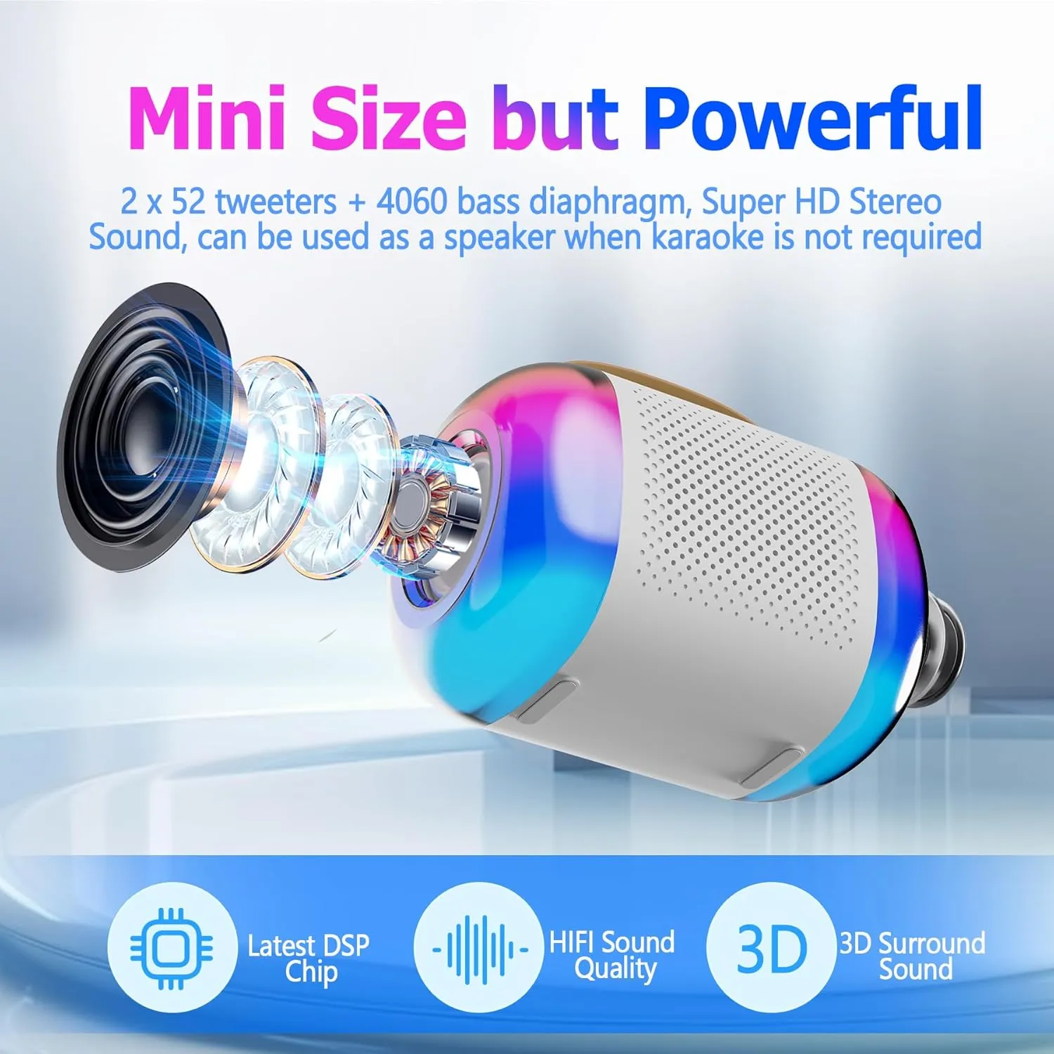 Microphone for Kids$Gifts for Girls and Boys - 2 receiver cerebral intentionally epidermis graze Packs White Aveek Mini Karaoke Machine for Kids$Portable Bluetooth Speaker with Wireless 