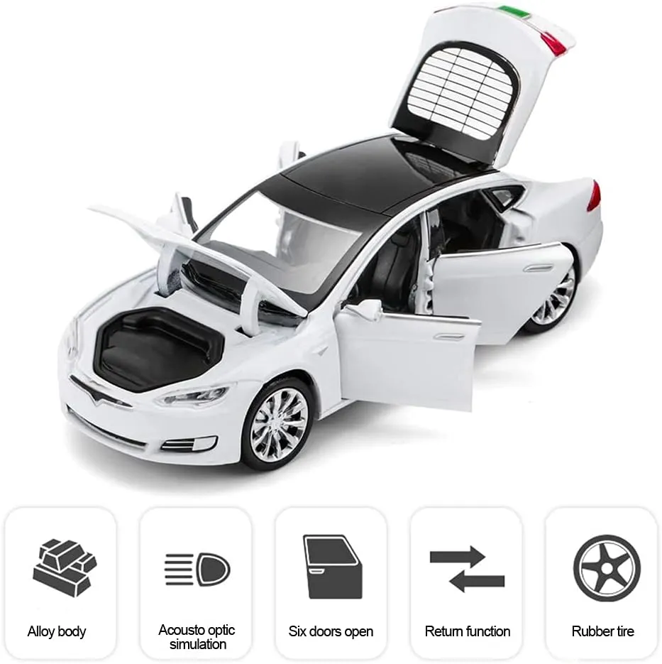Mini Collectible Model S Play Toy for 3   Years Old Toddlers Kids Gift Diecast Car flair cast primitive royal subsist Model S 1/32 Scale Alloy Model S Toy Car Pull Back Car Vehicles Toy with Lights and Sound 
