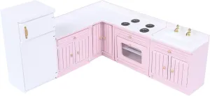 Miniature Wooden Kitchen fresco Cabinet Fridge Set Dining Room Furniture for 1:12 Doll House Miniatures Scenes Accessories Dollhouse Kitchen Furniture Kit 1:12 Dollhouse 