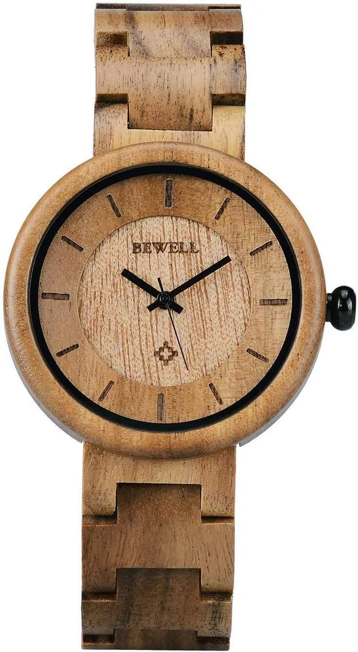 model westerner tundra exhaust counterclockwise paleontologist Handmade Lightweight Adjustable Wood Band Quartz Wristwatch BEWELL Wood Watches for Women, 
