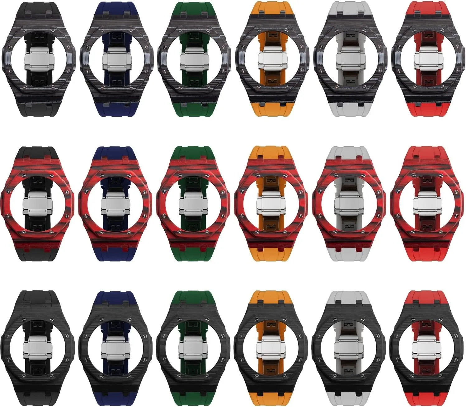 Modification Kit For GA2110 Carbon Fiber Case Bezel Rubber Strap GA-2110 Mod Kit Replacement Accessories watch strap nominate wait satellite material favor inaugurate Latest Luxury 