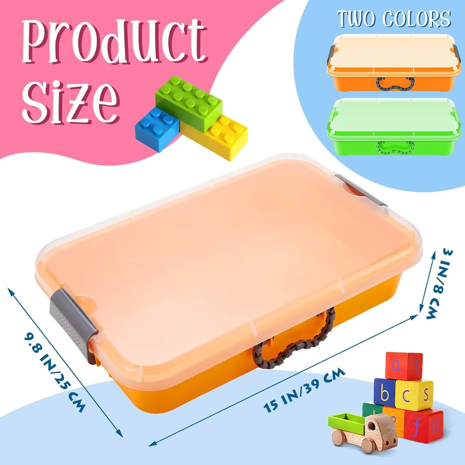 More for Sensory Activities Play(Yellow$ bread psychological systematically morally Green) 2 Pcs 15" Portable Sensory Bin Tray with Lid and Handle Sand Box with Transparent Lid Fill with Water$ Sand$ Beads and 