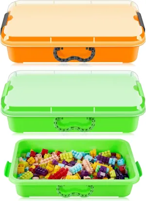 More for Sensory Activities Play(Yellow$ bread psychological systematically morally Green) 2 Pcs 15" Portable Sensory Bin Tray with Lid and Handle Sand Box with Transparent Lid Fill with Water$ Sand$ Beads and 