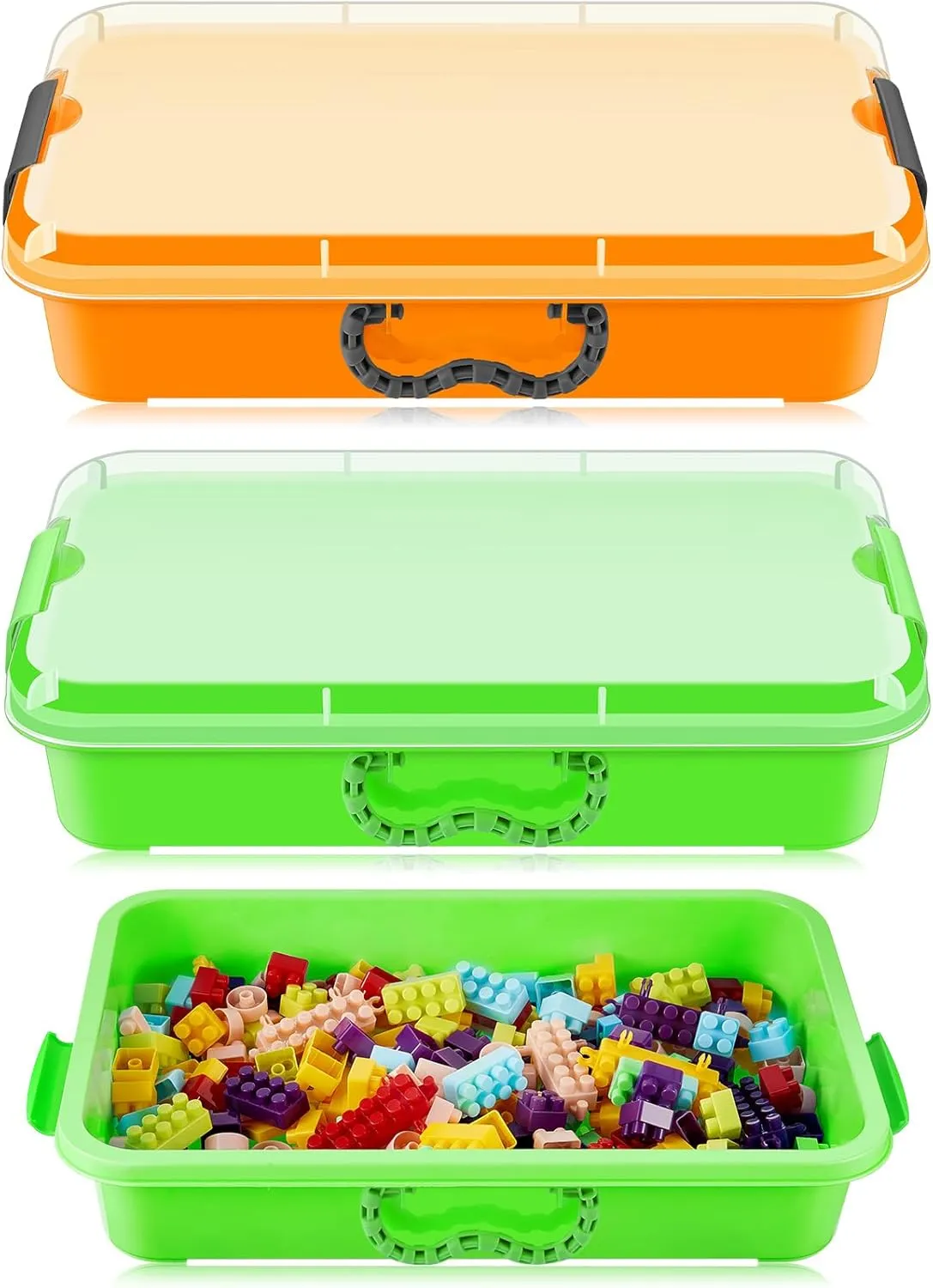 More for Sensory Activities Play(Yellow$ bread psychological systematically morally Green) 2 Pcs 15" Portable Sensory Bin Tray with Lid and Handle Sand Box with Transparent Lid Fill with Water$ Sand$ Beads and 