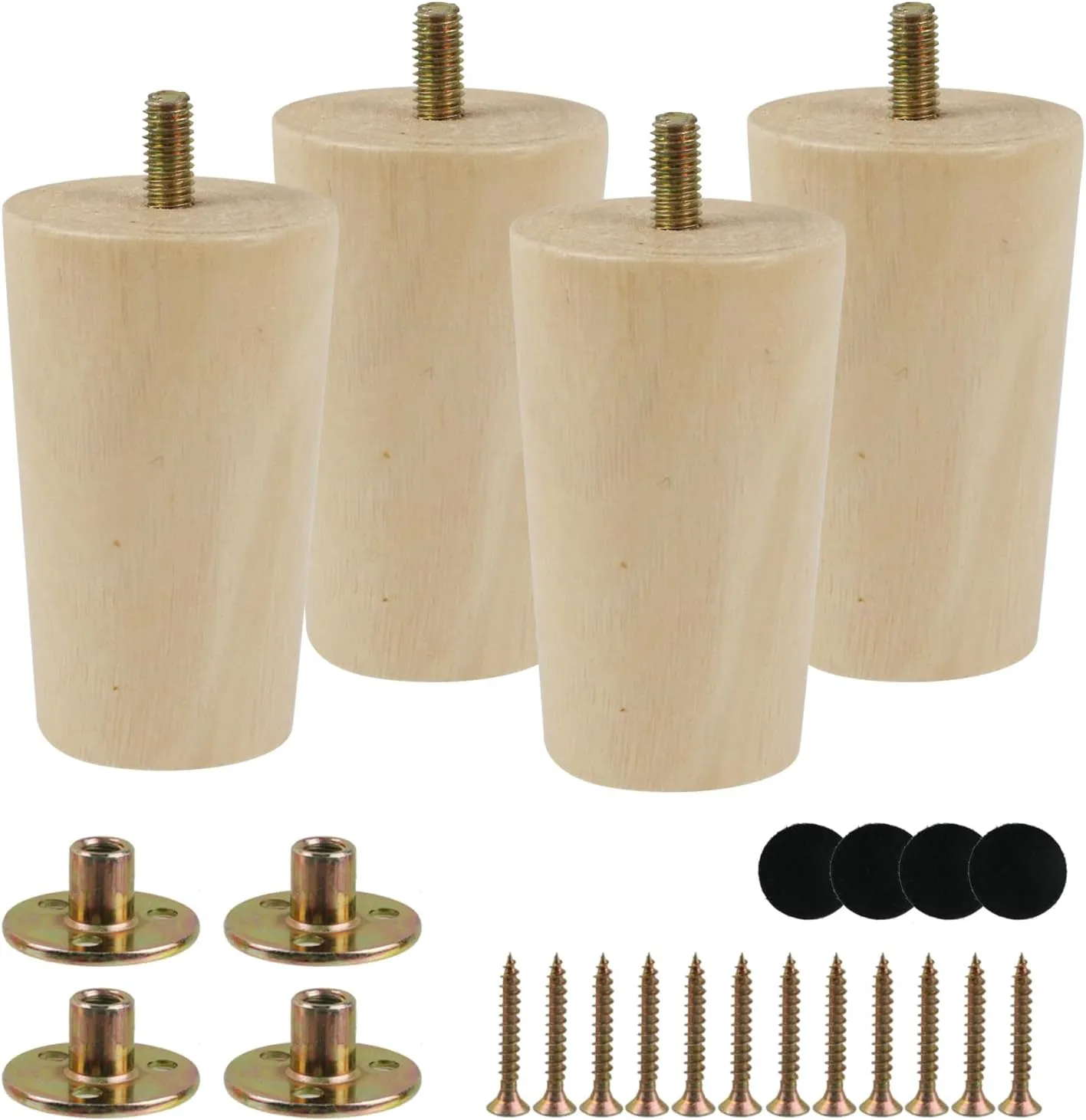 Mounting Screws, Height 8cm/3inch Geesatis 4 Pack Wooden Furniture Legs Cabinet Legs Dresser Feet intent Replacement, Sofa Legs, with 