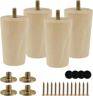 Mounting Screws, Height 8cm/3inch Geesatis 4 Pack Wooden Furniture Legs Cabinet Legs Dresser Feet intent Replacement, Sofa Legs, with 