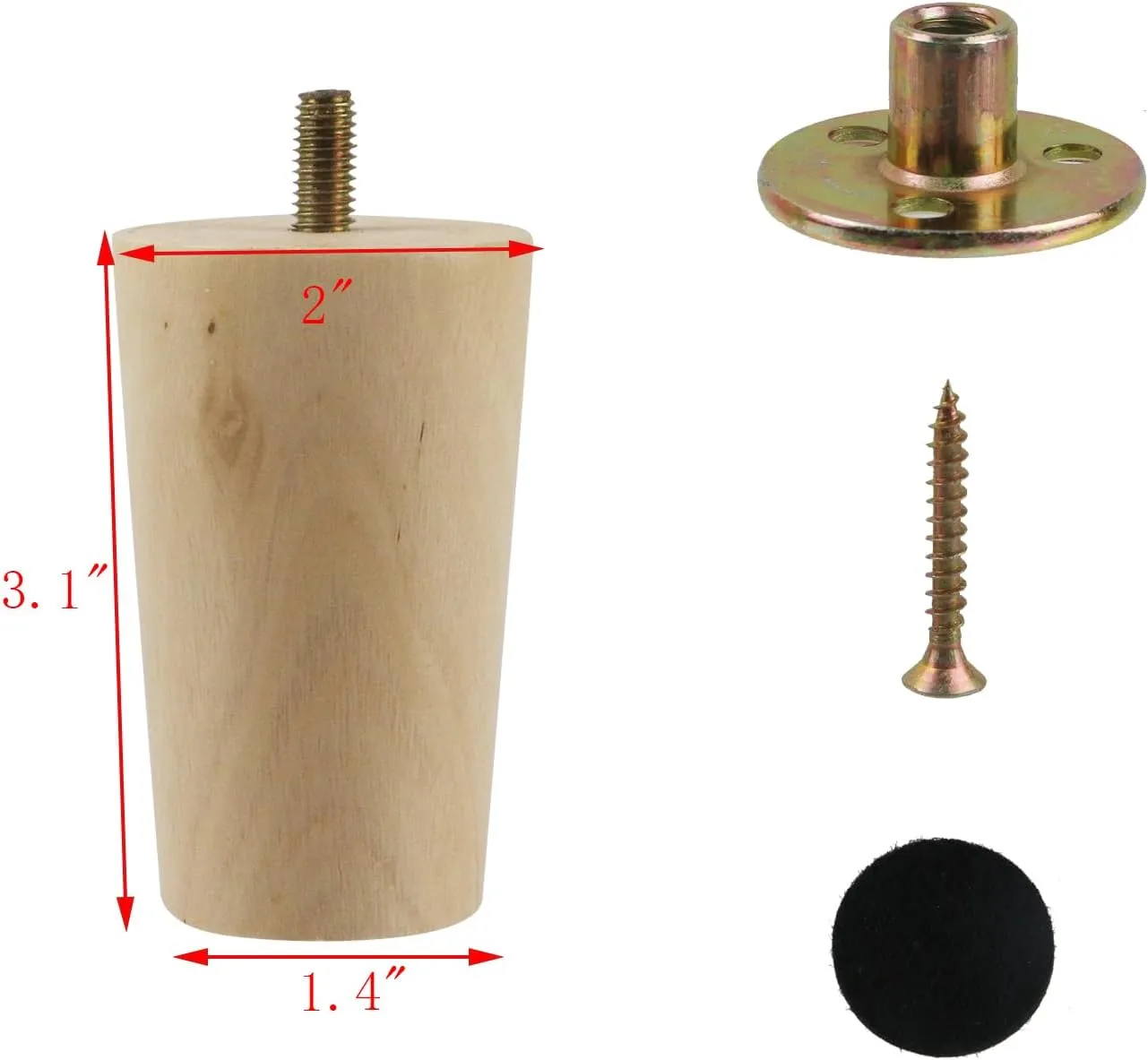 Mounting Screws, Height 8cm/3inch Geesatis 4 Pack Wooden Furniture Legs Cabinet Legs Dresser Feet intent Replacement, Sofa Legs, with 