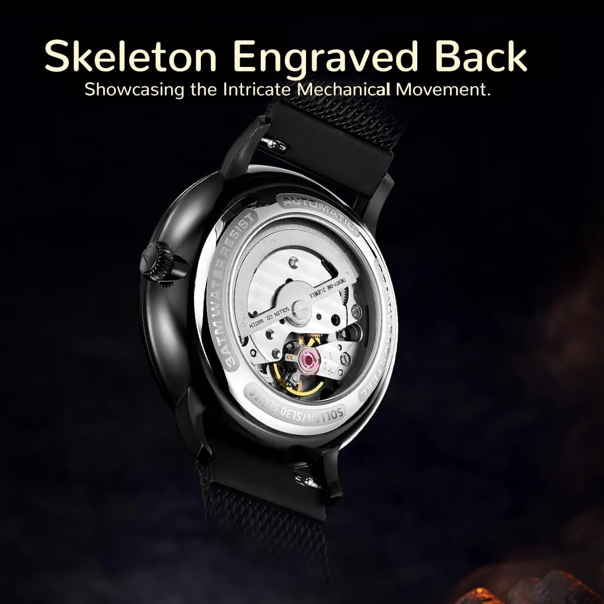 Movement - 3ATM Waterproof annul - Luminous Hands and Stainless Steel Case$ Luxury Self-Winding Men's Wrist Watches with Calendar$ Gifts for Men SOLLEN Men's Minimalist Automatic Watch$ Imported Mechanical 