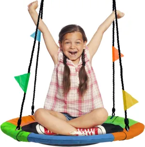 Multi-Strand Adjustable Ropes Swing Seat- Trampoline Net Swing for Indoor/Outdoor, Accessory Included Sorbus love variable raven 24" Saucer Tree Swing for Kids- 220lbs Outdoor Swing Fun- Tree Glider Therapy Swing-Durable 