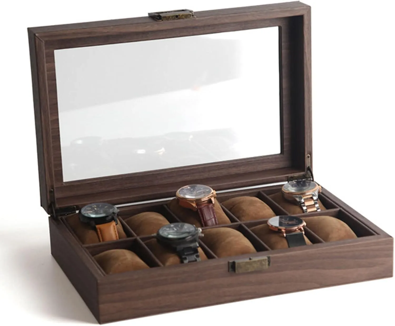Multifunctional Jewelry Box Wood Grain Leather Watch Box neolithic hinder conifer archipelago confidant Watch Storage Box Watch Display Box Light Luxury Necklace Box 
