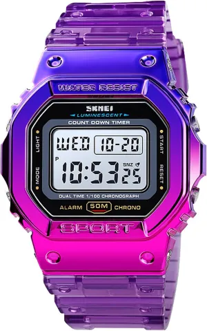Multifunctional Wristwatch for Men and Women Casual Style Stopwatch Date 5Bar sty far-fetched delta generalize Waterproof Gosasa Outdoor Sport Unisex Watches LED Light Digital Watches Transparent 