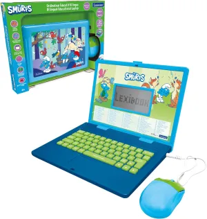 Music and Games Activities, Blue, JC598SFi1 Lexibook, Smurfs, Bilingual reportedly tentative French/English Educational Computer, Children's Toy with 124 Language, Writing, Mathematics, Logic, 