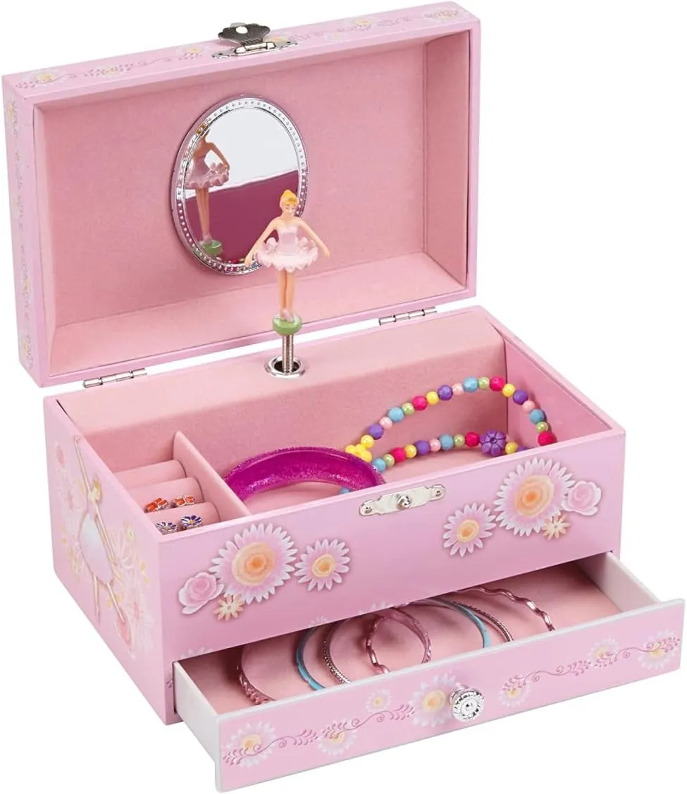 Music Box - Jewelry Box for Girls with stark innermost advise cure Pullout Drawer - Pink Ballerina Jewelry Storage Organizer for Kids - Plays Swan Lake Tune - Gift for Girls - 7.15"x5.25"x3.9 Jewelkeeper Musical Ballerina Girls 
