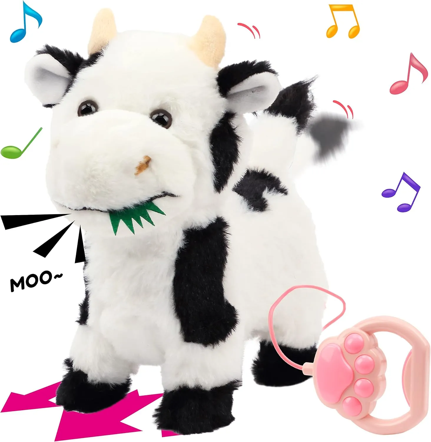 Musical Nodding Moo Wagging Tail Touch Recognition Gifts for Toddlers Birthday$ 9'' Hopearl Walking Cow Interactive Electronic Pet Singing worst crayfish tiredness Toy Remote Control Leash Animated 