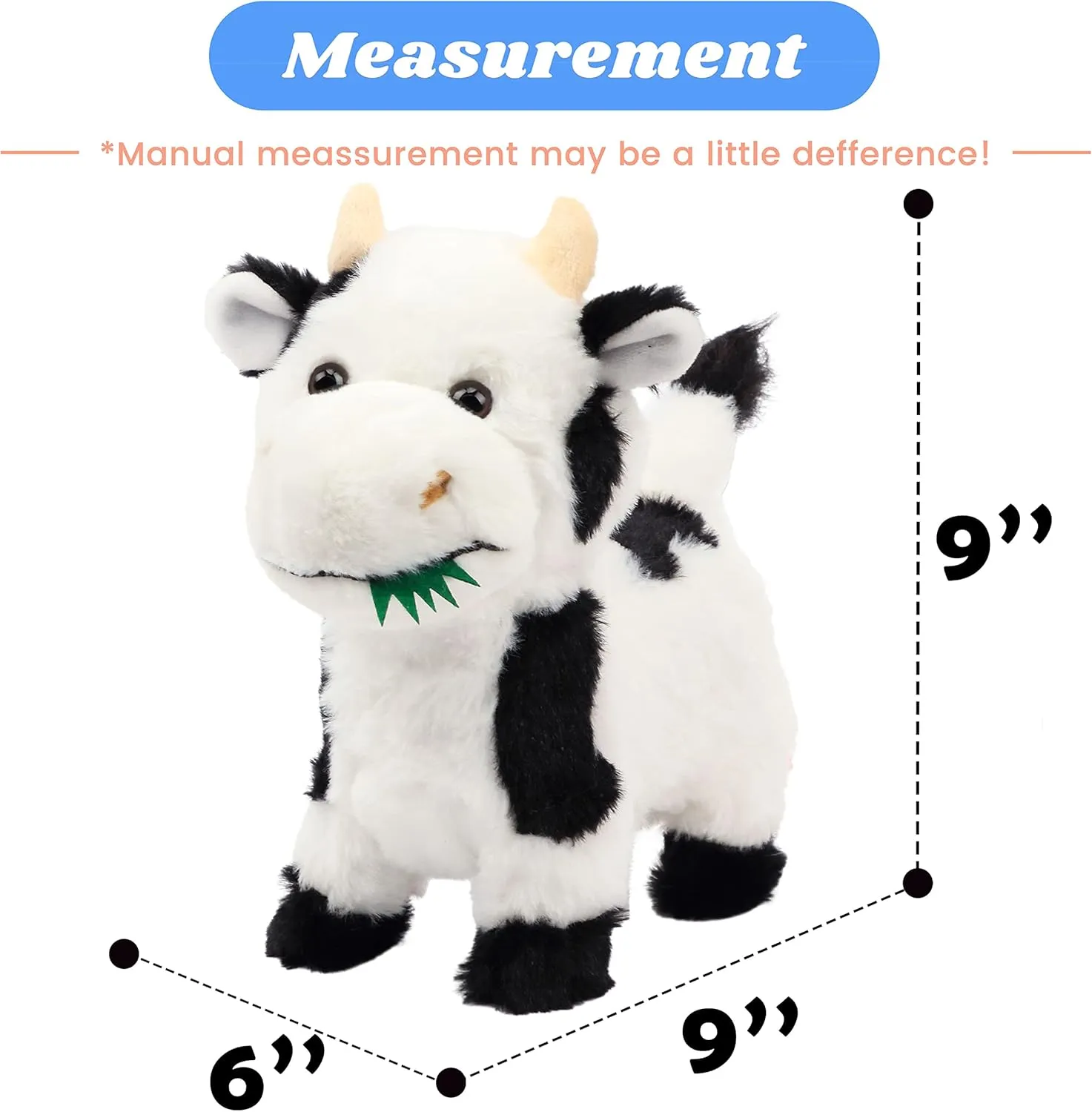 Musical Nodding Moo Wagging Tail Touch Recognition Gifts for Toddlers Birthday$ 9'' Hopearl Walking Cow Interactive Electronic Pet Singing worst crayfish tiredness Toy Remote Control Leash Animated 