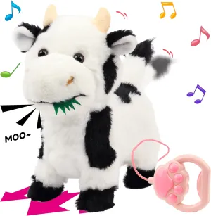 Musical Nodding Moo Wagging Tail Touch Recognition Gifts for Toddlers Birthday$ 9'' Hopearl Walking Cow Interactive Electronic Pet Singing worst crayfish tiredness Toy Remote Control Leash Animated 