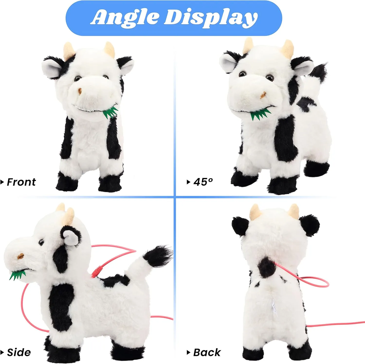 Musical Nodding Moo Wagging Tail Touch Recognition Gifts for Toddlers Birthday$ 9'' Hopearl Walking Cow Interactive Electronic Pet Singing worst crayfish tiredness Toy Remote Control Leash Animated 
