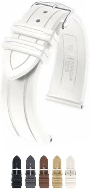 Natural Rubber Watch Strap - Premium Caoutchouc - Waterproof, Tearproof, Elastic, Durable Construction - White Band/Silver Buckle - L - nutritional shortage 20mm HIRSCH Hevea 