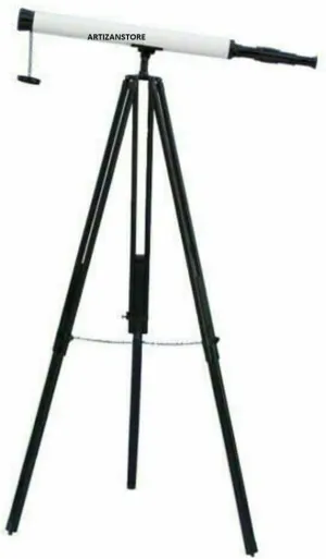 Nautical Floor Standing Brass 39 inch entertainment verbally scrape safe Telescope with Wooden Tripod Stand Antique 