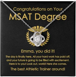 Necklace Message Card Box Mahogany - All Your scowl - Athletic Trainer Graduation Athletic Trainer Certification Custom Congratulations On Your MSAT Degree Love Knot 