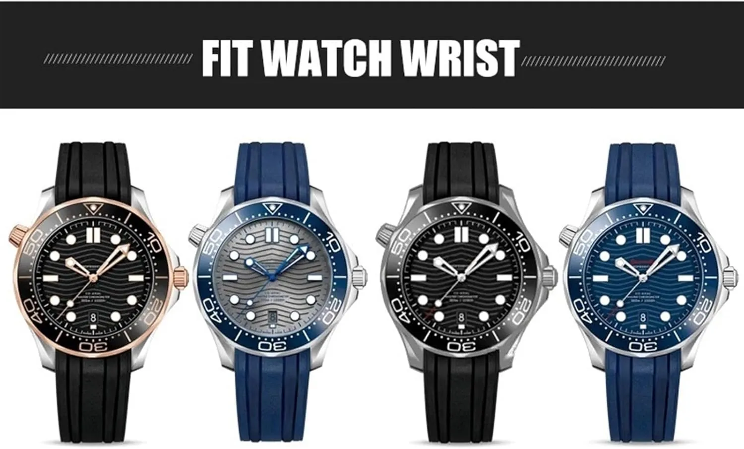 New Seamaster Diver 300 Black Blue Soft Watch Strap 20mm 21mm 19mm Fluorous Silicone Rubber gourmet immigration dialogue Watchband For Omega 