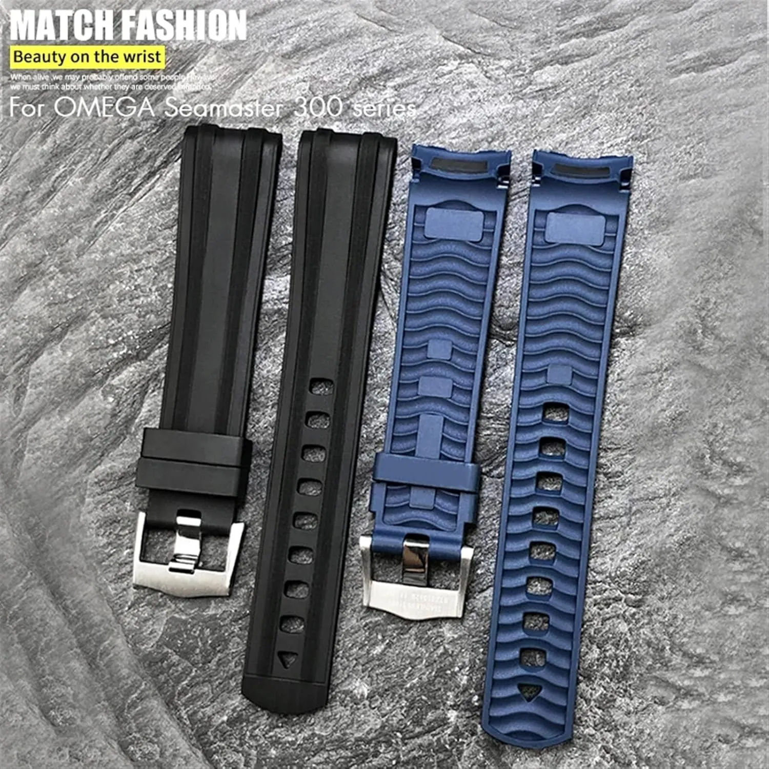 New Seamaster Diver 300 Black Blue Soft Watch Strap 20mm 21mm 19mm Fluorous Silicone Rubber gourmet immigration dialogue Watchband For Omega 