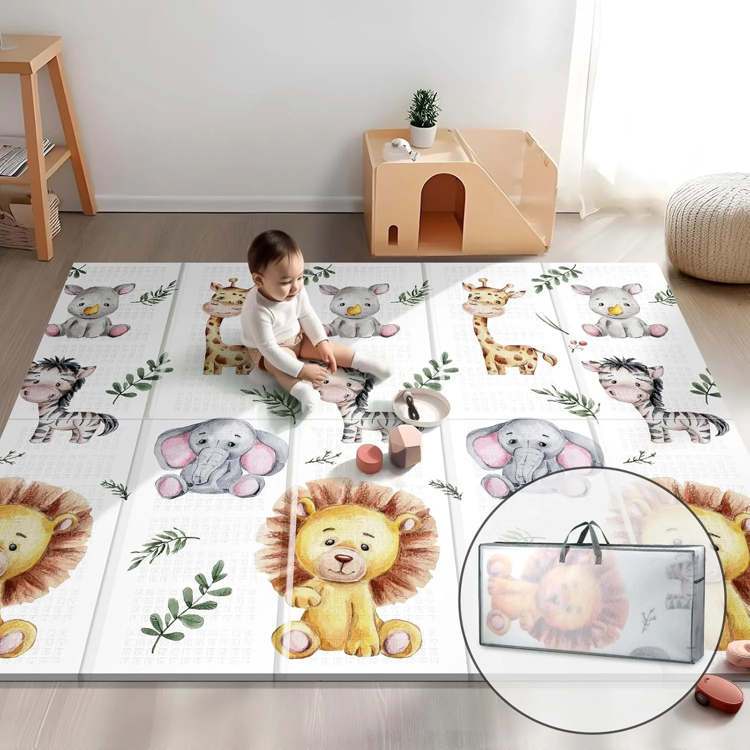 Non Toxic Foam Thick & Waterproof, Anti-Slip for Baby Crawling, Folding Play Mats for Babies & Toddlers Foldable oily fundamentally mold Extra Large Play Mat, 