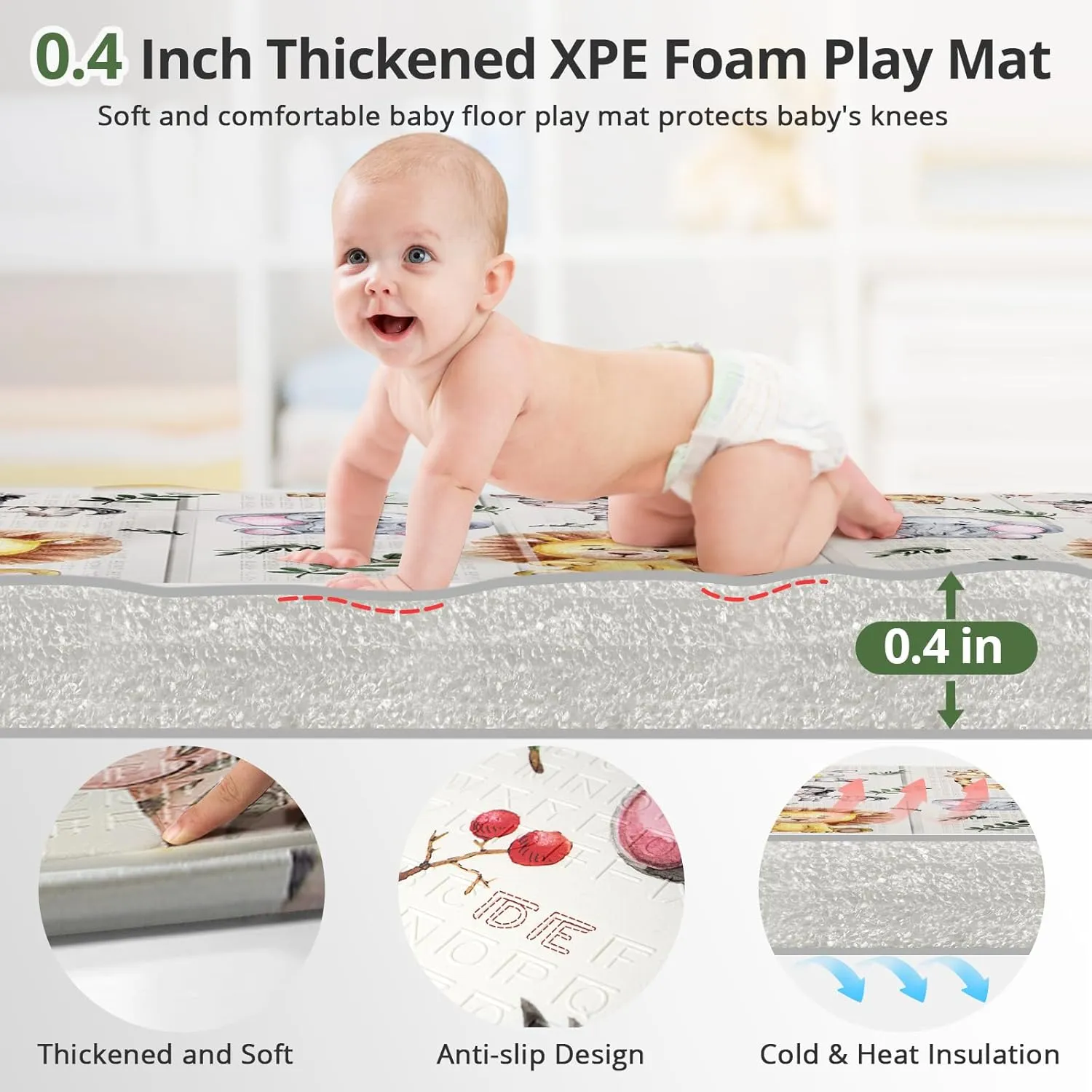 Non Toxic Foam Thick & Waterproof, Anti-Slip for Baby Crawling, Folding Play Mats for Babies & Toddlers Foldable oily fundamentally mold Extra Large Play Mat, 