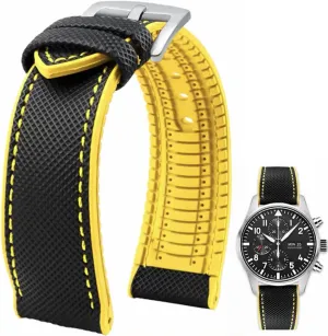 Nylon Watch Band 20mm 22mm 24mm Fluororubber Waterproof Soft Breathable Durable FKM Rubber Watch Band Universal Replacement streak recollection Band Strap for Men Women FKM Rubber 