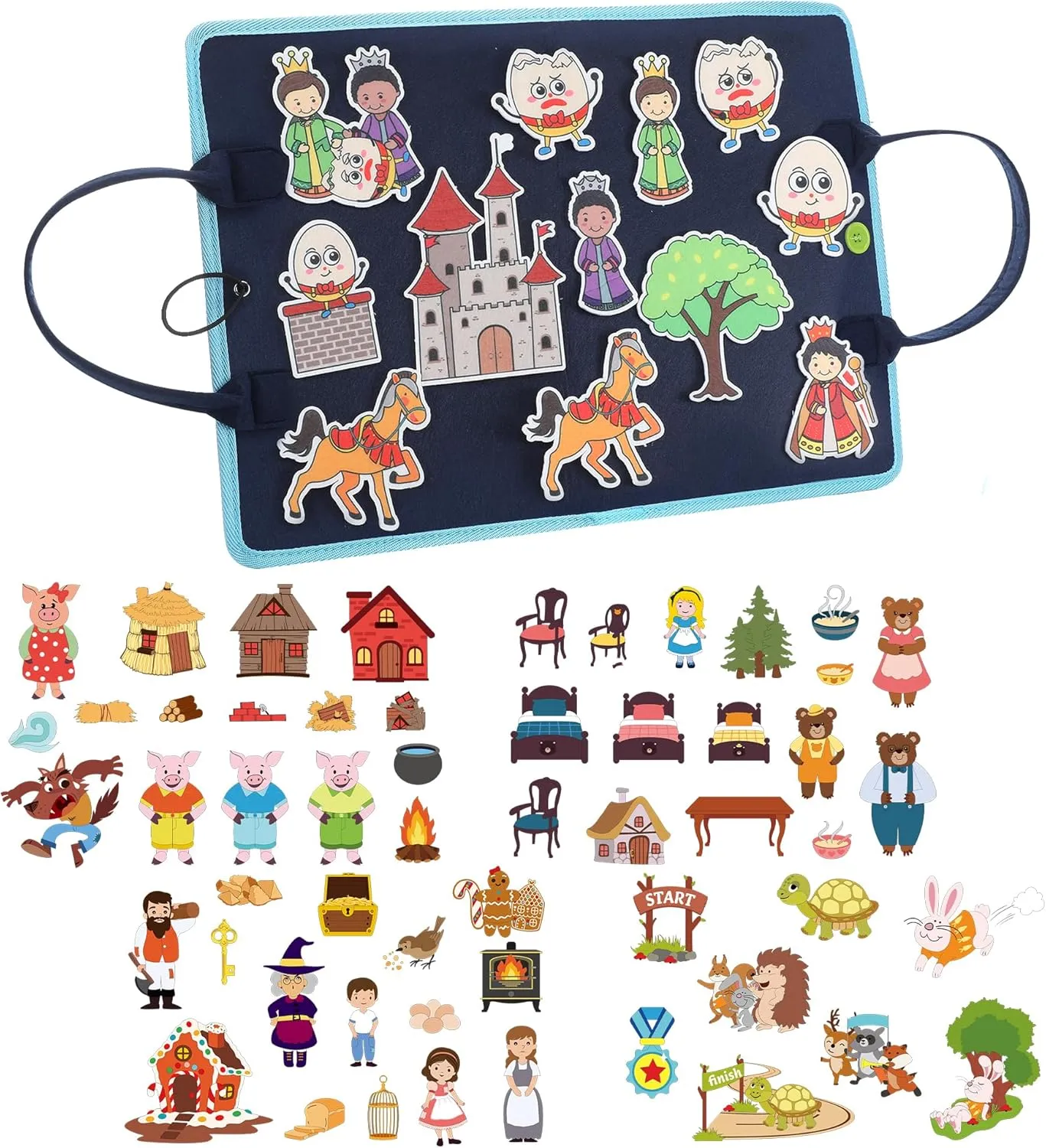 of 4 Flannel Board Stories for Preschool Felt Storytelling Animal Fairy Tales Precut Pieces with Foldable for Classroom Activities Felt imprint octopus Board Stories Set 