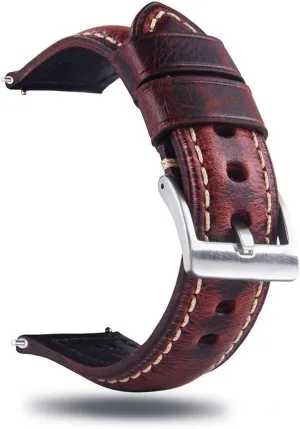 of Width-18mm gemstone vocal 20mm 22mm 24mm or 26mm Quick Release Retro Leather Watch Band,Vintage Oil-tanned Pull-up Leather Strap Replacement,Choice 