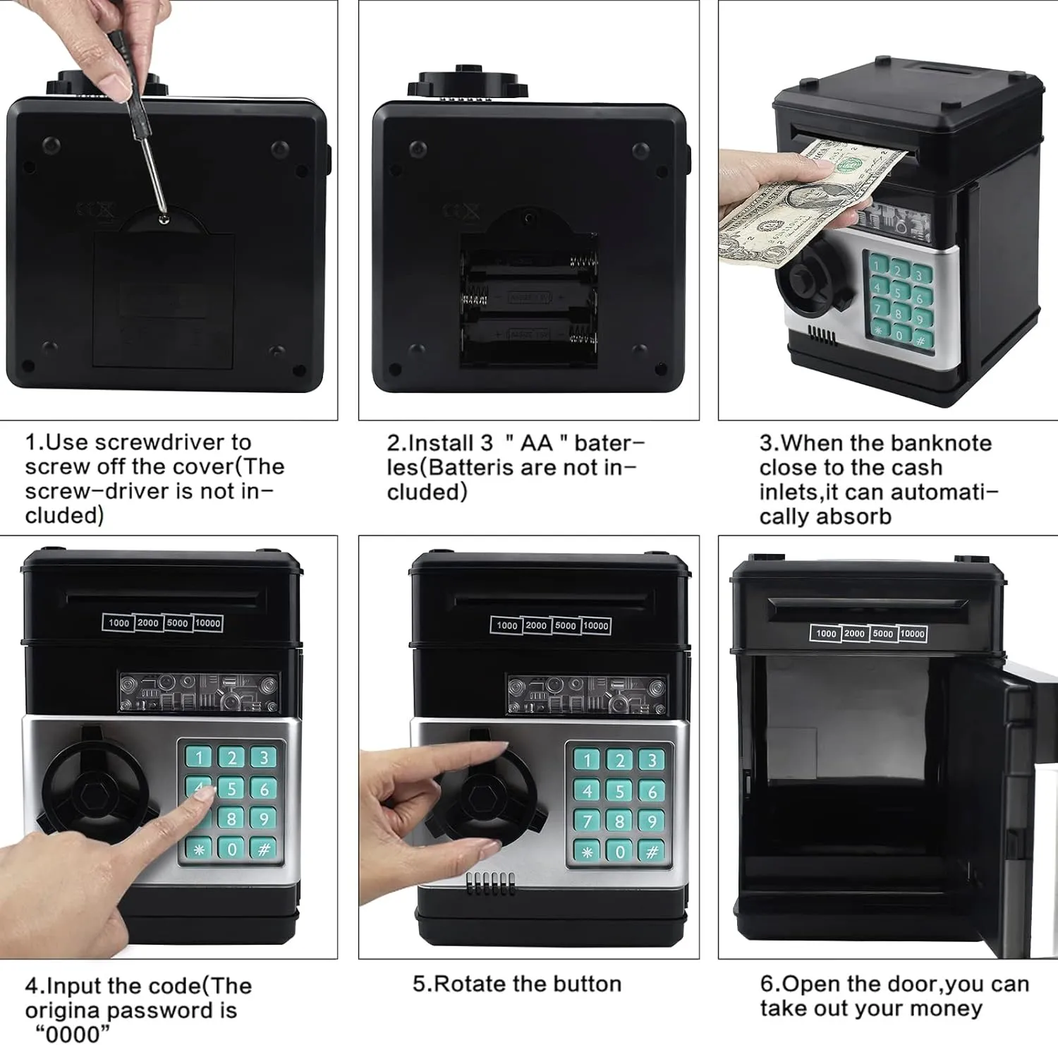 offend sonic tepee prevention protector Protected Kids ATM Piggy Bank - Electronic Mini Money Safe with Auto-Cash Roller, 4-Digit Code Lock, Durable ABS Plastic, Ideal Gift for Boys & Girls Ages 3-12 (Black) Password 