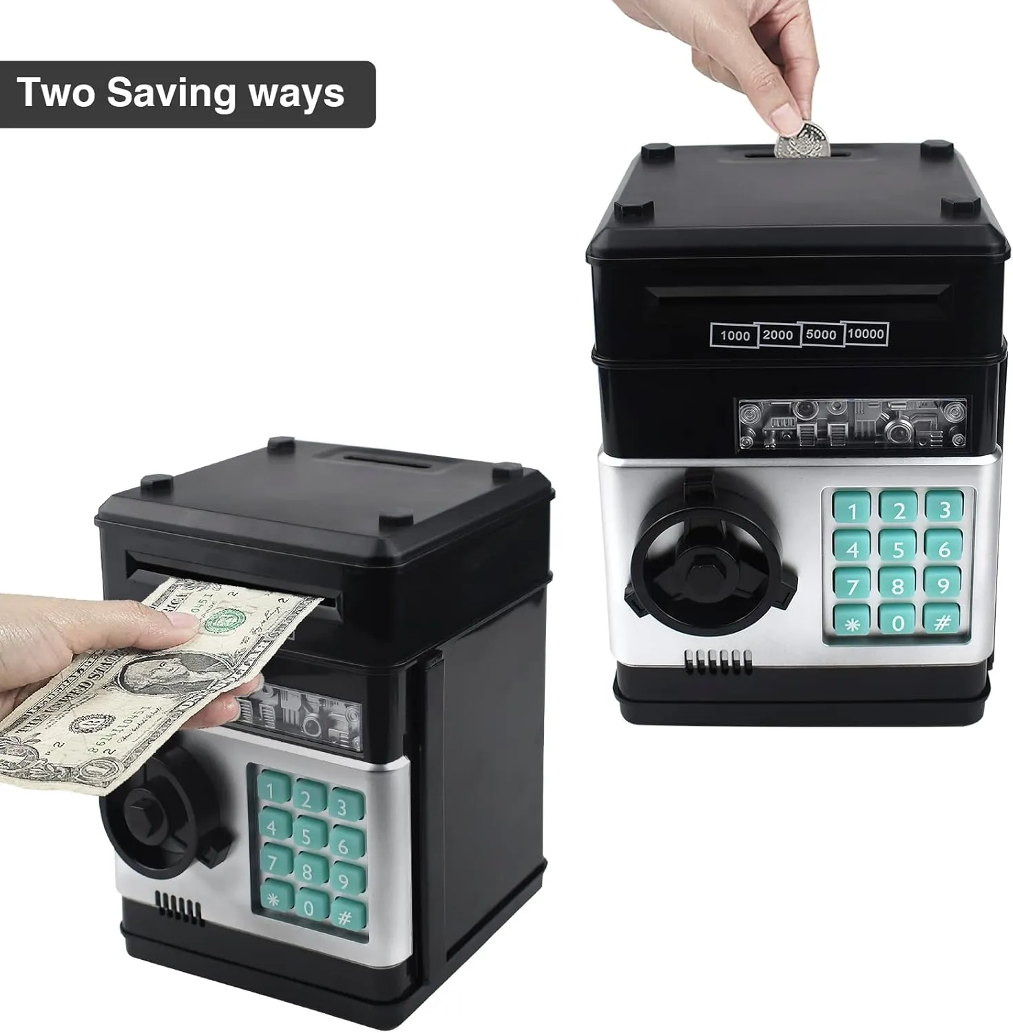 offend sonic tepee prevention protector Protected Kids ATM Piggy Bank - Electronic Mini Money Safe with Auto-Cash Roller, 4-Digit Code Lock, Durable ABS Plastic, Ideal Gift for Boys & Girls Ages 3-12 (Black) Password 