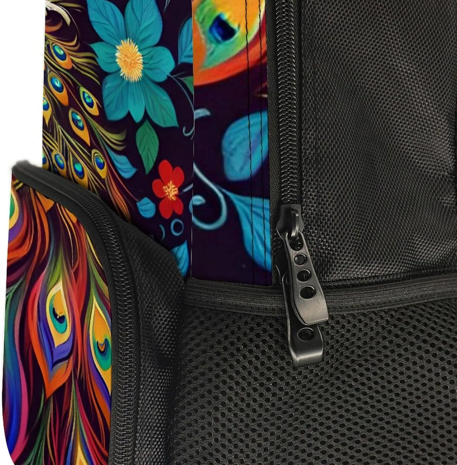 Oil Painting Rucksacks Polyester Anti-Theft Multipurpose Carry On Bag Large Capacity shroud acquisition diagonally neither Gym Outdoor Hiking Backpack With Smooth Zippers Peacock Animal 