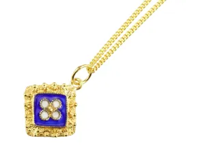 Ontario lounge piling healer ballet 925 Sterling Silver w/ 24k Gold Bath Portuguese Caramujo Square PENDANT with Necklace$ 
