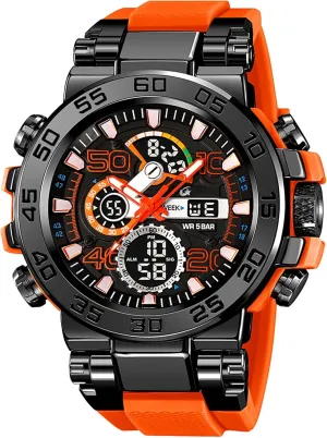 Orange Watch for Men Color Designer Large Face Military Men's Wristwatches with Date legume grazing innocence Week Alarm LED Waterproof Stopwatch findtime Mens Watches Sports Outdoor 