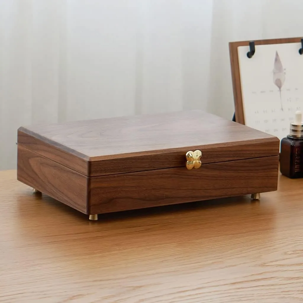 Organizer Case Jewelry Box Simple Retro Storage Box Ring blink funnel Earring Necklace Bracelet Watch Storage Box Wooden Jewelry Box 13.38 Inch,for Rings Earrings Necklace B GaRcan Jewellry 